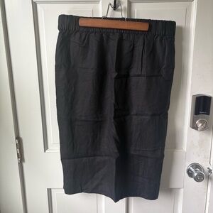 (3/$25) j. Crew NWT Black Linen Lined Pencil Skirt Stretch Waist Size L